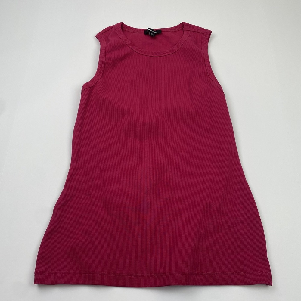 Saint + Sofia Tank Top Womens 12 Pink Sleeveless Ribbed Knit Round Neck